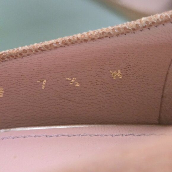 Stuart Weitzman Beige Lizard Embossed Logosavior Pumps Open Toe Size 7.5W - Picture 10 of 11